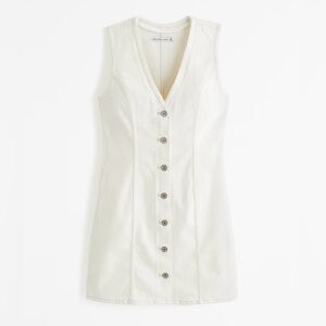 NWT - Abercrombie & Fitch - The A&F Mara Denim Vest Mini Dress - Cream